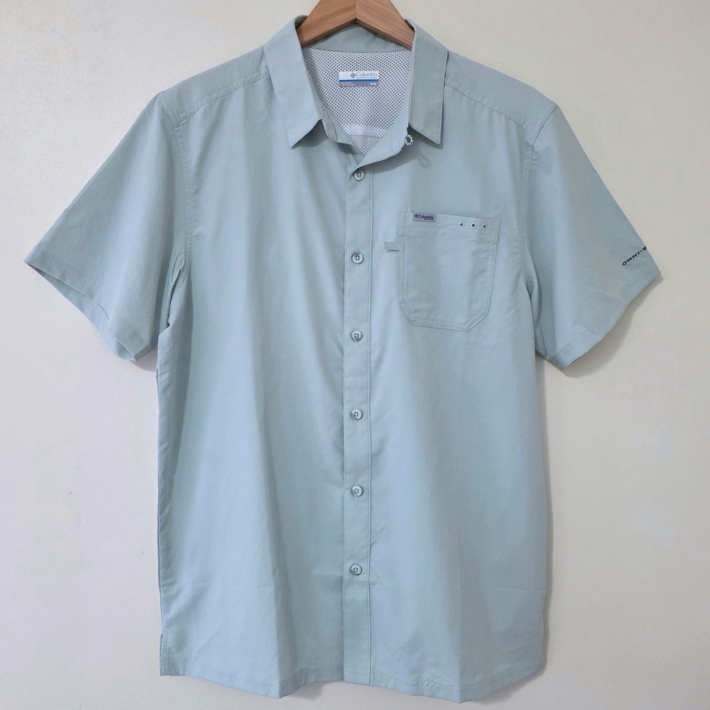Columbia Omni-Shade Short Sleeve Performance Button Up Shirt Sz M Vented Fishing